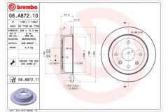 Тормозной диск для CHEVROLET NUBIRA седан 1.4 2006-, код двигателя F14D3, V см3 1399, кВт 70, л.с. 95, бензин, Brembo 08A87210