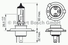 Лампа автомобильная Bosch 1987302041 H4 12V упаковка для сервиса для CHEVROLET SENS 1.3 2002-, код двигателя , V см3 1299, кВт 52, л.с. 71, бензин, Bosch 1987302041